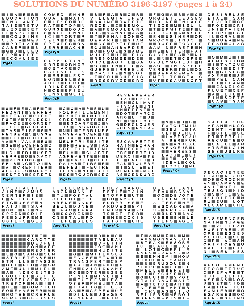 Découvrez les solutions de votre Mots Croisés Magazine 3196-3197