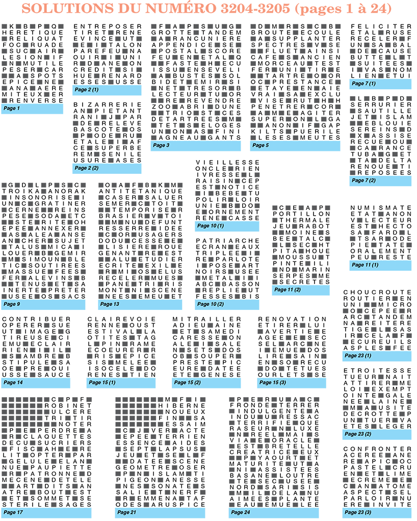 Découvrez les solutions de votre Mots Croisés Magazine 3204-3205