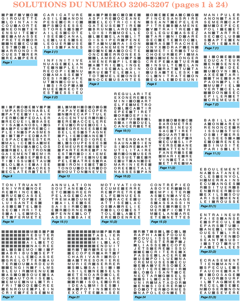 Découvrez les solutions de votre Mots Croisés Magazine 3206-3207