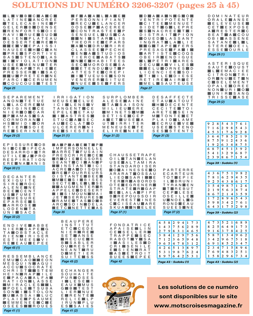 Découvrez les solutions de votre Mots Croisés Magazine 3206-3207